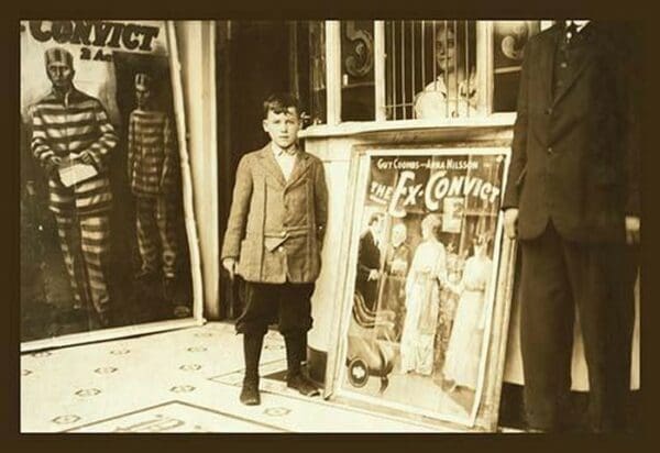 12 year old usher at the Princess Theater by Lewis Wickes Hine - Art Print