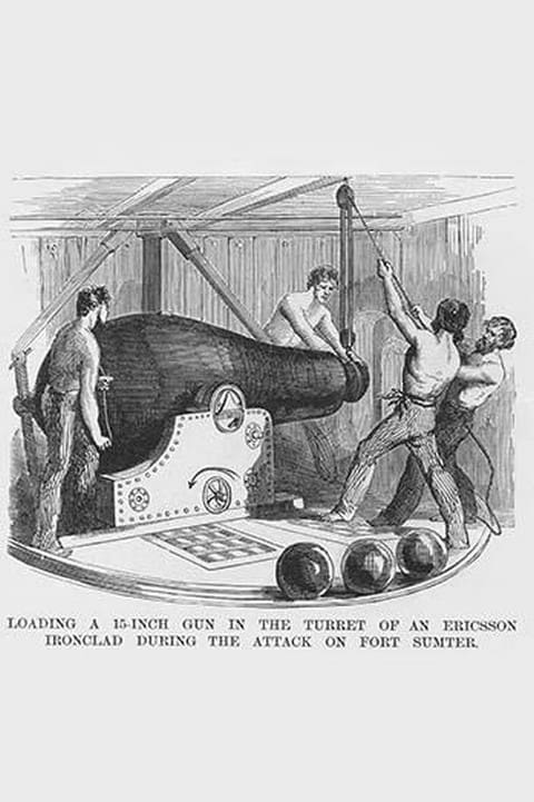 15 Inch Gun Loaded in the Turret of Ericsson Ironclad by Frank Leslie ...