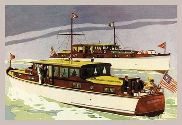 38 ft. Double Cabin Cruiser and 46 ft. Sport Cruiser by Douglas Donald - Art Print