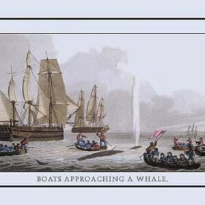 A Boat Approaching a Whale by J.H. Clark - Art Print