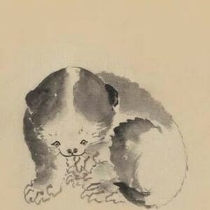 A Cat cleaning its claws by Katsushika Hokusai - Art Print