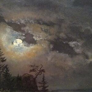 A Cloud & Landscape Study By Moonlight by Johan Christian Clausen Dahl - Art Print