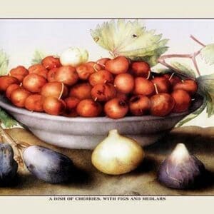 A Dish of Cherries with Figs and Medlars by Giovanna Garzoni - Art Print