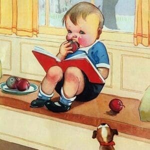 A Good Book and a bite of Apple by Mildred Plew Merryman - Art Print