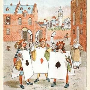 A Horn call and hue and cry was issued by the Cards of Court by Randolph Caldecott - Art Print