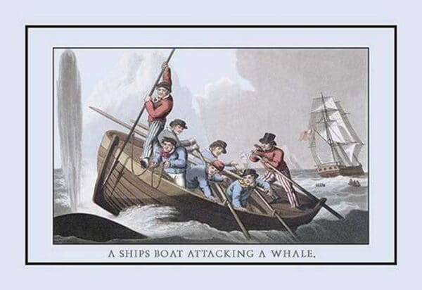 A Ship's Boat Attacking a Whale by J.H. Clark - Art Print