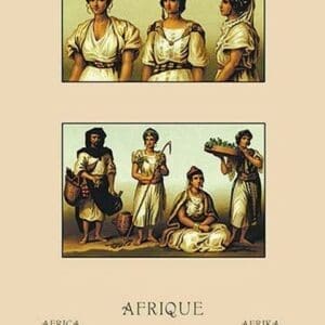 A Variety of African Costumes by Auguste Racinet - Art Print