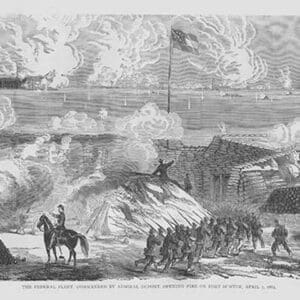 Admiral DuPont's Fleet opens fire on Fort Sumter by Frank Leslie - Art Print