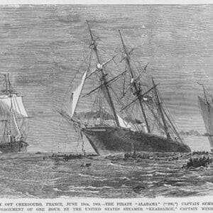 Admiral Semmes defeated in his Confederate Raider Alabama near Cherbourg