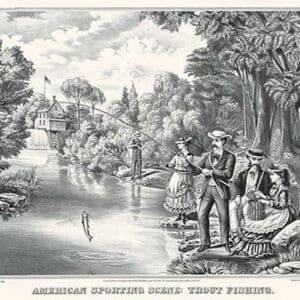 American Sporting Scene: Trout Fishing by John Walsh & Co - Art Print