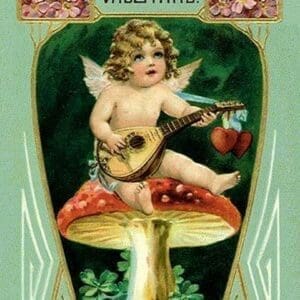 Angel With Mandolin and Mushrooms - Art Print
