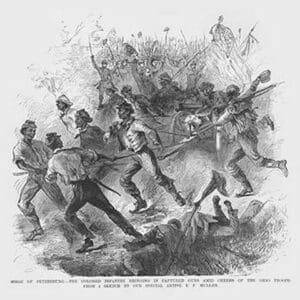Attack of African American Troops at Petersburg to the Cheer of Ohioans by Frank Leslie - Art Print