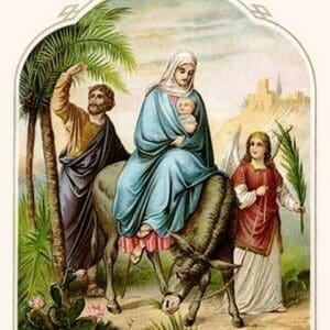 Baby Jesus and Family Leaving - Art Print