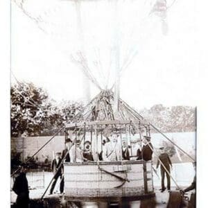 Balloon Expedition; Photographic representation of Men about to lift of in a basket turn of the century - Art Print