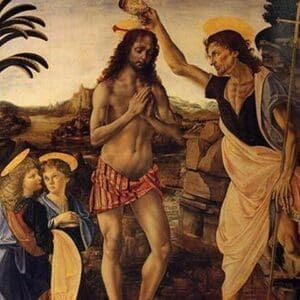 Baptism of Christ by Andrea de Verrocchio - Art Print