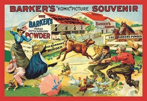 Barker's 'Komic' Picture Souvenir: Barnyard Tussle - Art Print