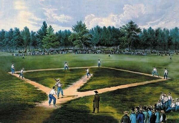 Baseball Diamond by Nathaniel Currier - Art Print
