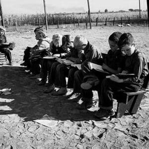 Boys Read School Books by Dorothea Lange - Art Print