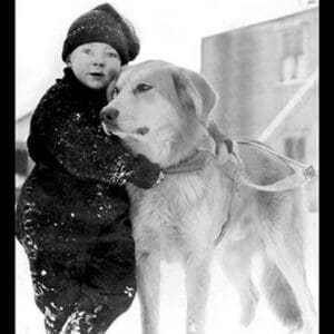Child with Dog in Alaska - Art Print