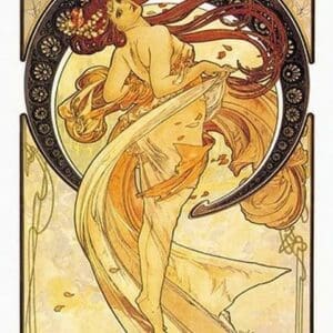 Dance (Golden) by Alphonse Mucha - Art Print