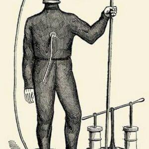 Diving Gear with suit and air pump - Art Print