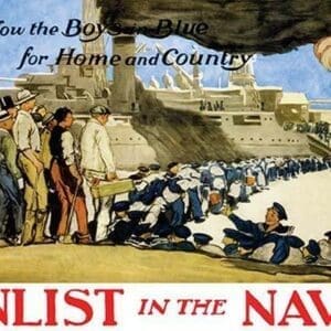 Enlist in the Navy follow the boys in blue for home and country by George Hand Wright - Art Print
