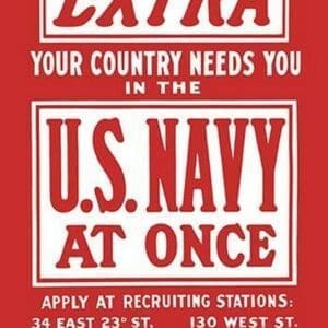 Extra--Your country needs you in the U.S. Navy at once Women's Auxiliary Naval Recruiting by J. H. Tooker Print Co - Art Print