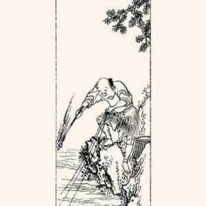 Fishing from the Bank of a River by Isai Katsushika - Art Print