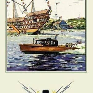 Flags and Boat (Dodge Boats) - Art Print
