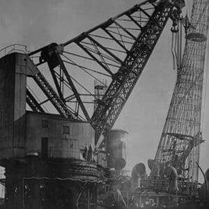 Giant Crane Lift Battleship Tower at Newport News Shipbuilding - Art Print