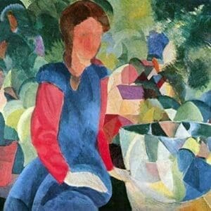 Girls with fish bell by August Macke - Art Print
