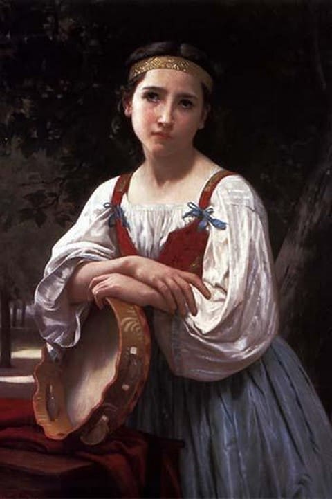 Gypsy with a Basque Drum by William Bouguereau - Art Print