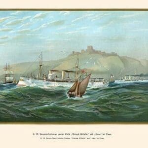 H.M. 2nd Class Protected Cruisers 'Princess Wilhelm' & 'Irene' at Dover by G. Arnold - Art Print