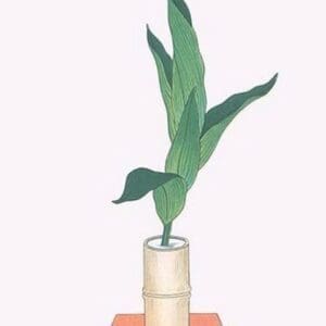Haran (Five Aspidistra Leaves) in Bamboo vase by Josiah Conder #2 - Art Print