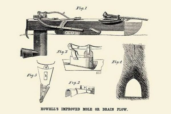Howell's Improved Mole or Drain Plow - Art Print