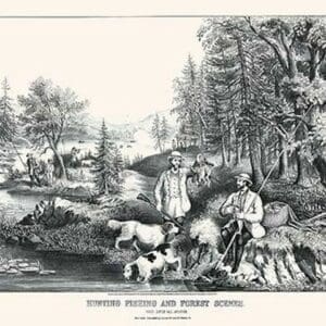Hunting fishing and forest scenes: good luck all around by Currier & Ives - Art Print