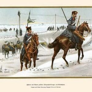 Hussars & Uhlans Destroying Telegraph Wires & Railroads by G. Arnold - Art Print