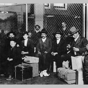 Immigrant Men Sitting at Ellis Island - Art Print
