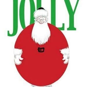 Jolly Christmas Ball-Shaped Santa - Art Print