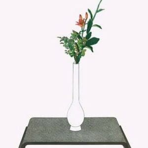 Kurumayuri and Natsu-Haze (Lily & Wax Tree) in Slender White Vase by Josiah Conder #2 - Art Print