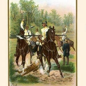 Lance exercises 7th Regiment Magdeburg Cuirassiers by G. Arnold - Art Print