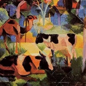 Landscape with Cows and Camels by August Macke - Art Print