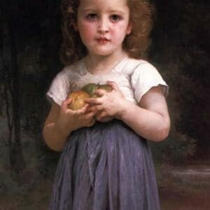Little Girl holding Apples in her hands by William Bouguereau - Art Print