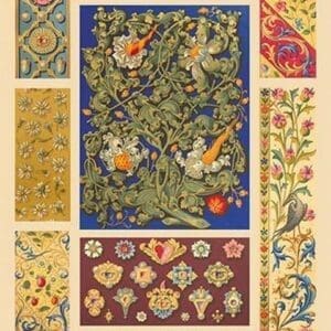 Medieval Design with Flowers by Auguste Racinet - Art Print