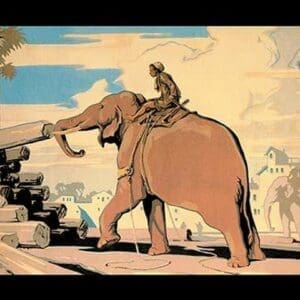 Moving Logs with Elephant Power - Art Print
