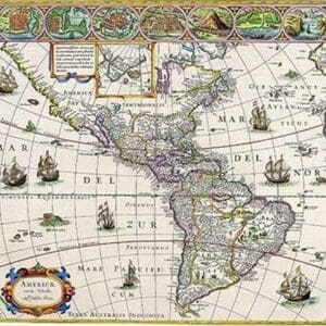 New Map of the Americas by Willem Blaeu - Art Print
