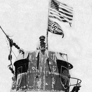 Old Glory Flies over the U-505 - Art Print