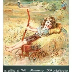 Osborne - Girl on Hay Wagon - Art Print