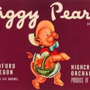 Piggy Pears Crate Label - Art Print