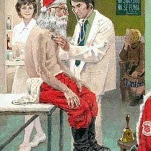 Santa Claus in the Doctor's Office - Art Print